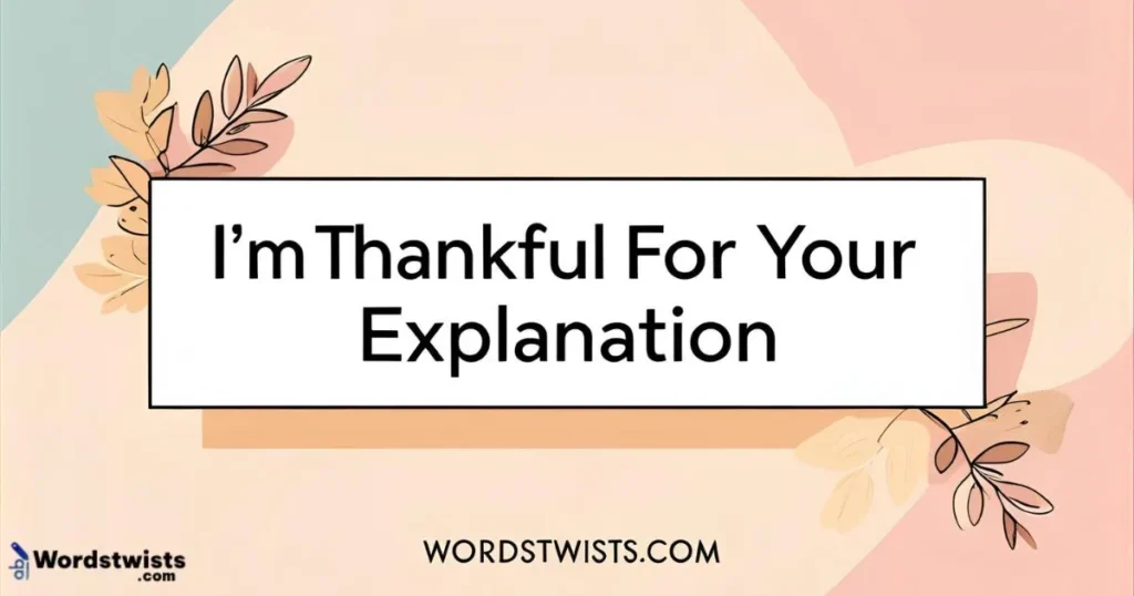 I’m Thankful for Your Explanation