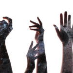 Expressive raised hands representing women’s rights in WWII Asia, highlighting Korea comfort women issue, historical narratives, and scholarly debate.